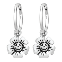 Sterling silver Halloween flower earrings  gothic Halloween alternative witchy jewellery