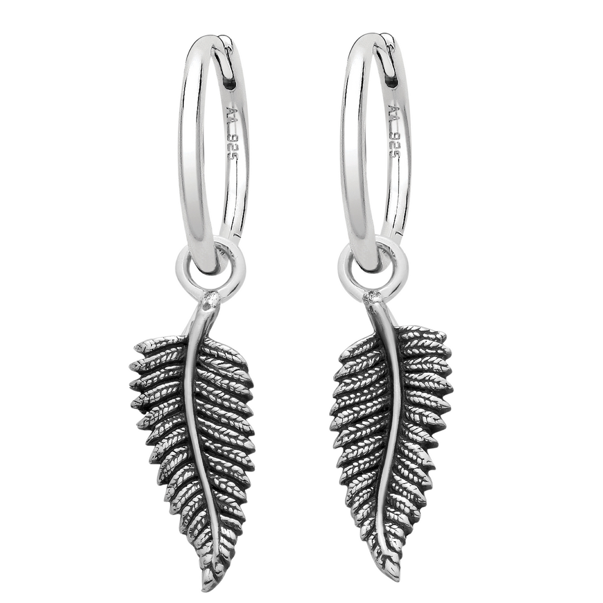 Sterling silver fern woodland leaf nature earrings jewellery
