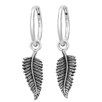 Sterling silver fern woodland leaf nature earrings jewellery