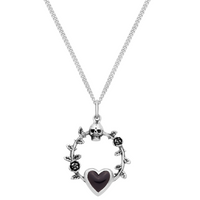 Sterling silver skull onyx gothic alternative necklace 