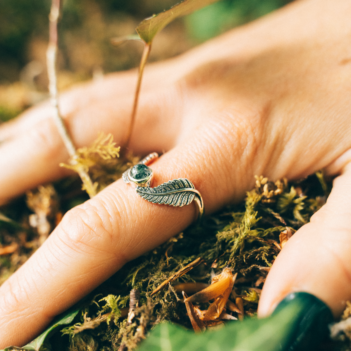 WOODLAND WISH - Moss Agate & Sterling Silver Ring