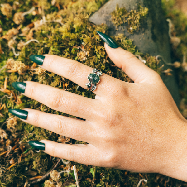 FOREST FABLE - Moss Agate & Sterling Silver Ring