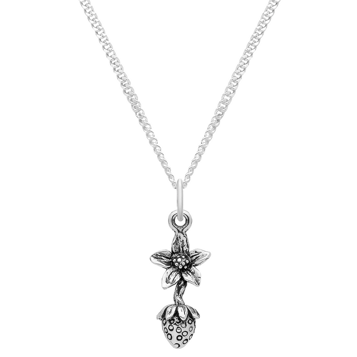 Sterling silver strawberry summer necklace nature jewellery 
