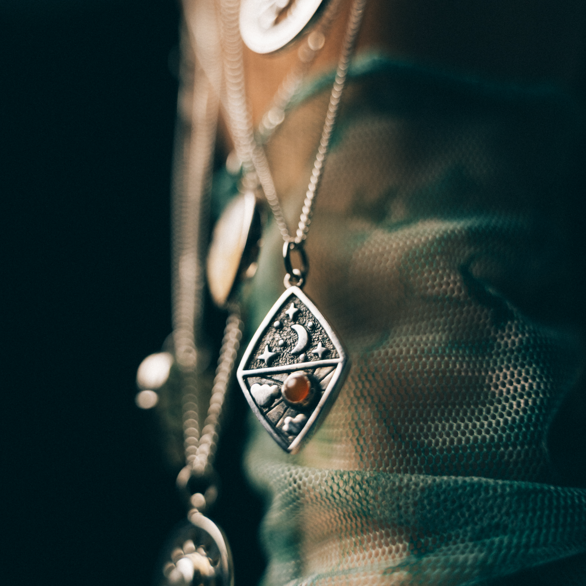 DAWN TO DUSK - Sterling Silver & Carnelian Necklace