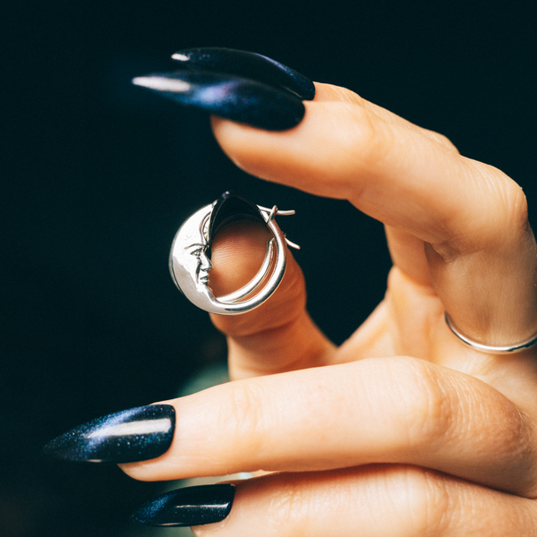 MOON MAN - Sterling Silver Hoops