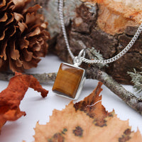 FALLEN LEAVES - Sterling Silver & Tigers Eye Necklace
