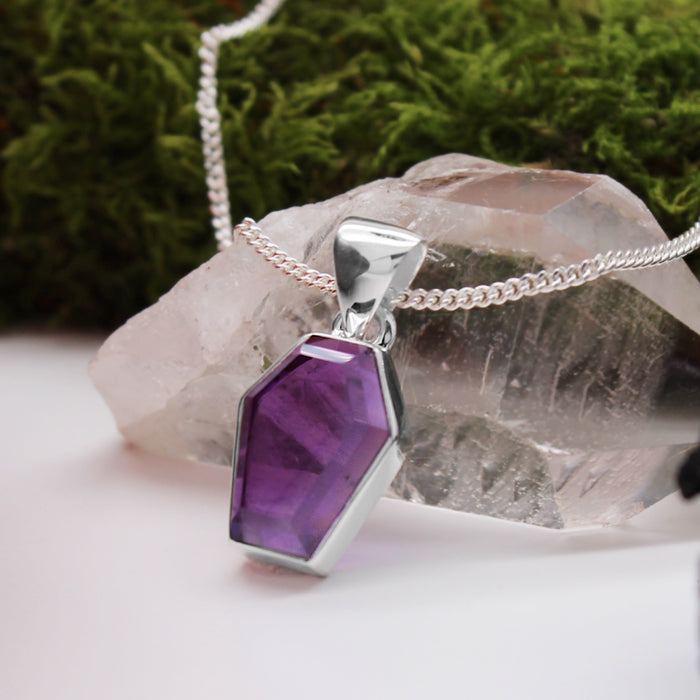 MOMENTO MORI - Sterling Silver & Amethyst Necklace