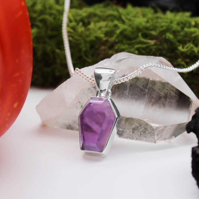 MOMENTO MORI - Sterling Silver & Amethyst Necklace