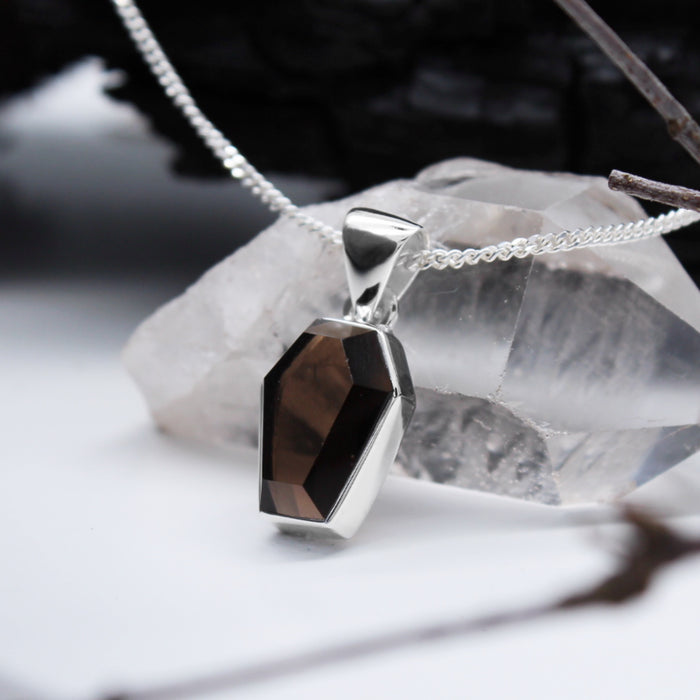 FROM THE ASHES - Sterling Silver & Smoky Quartz Necklace