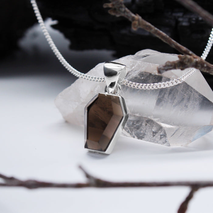 FROM THE ASHES - Sterling Silver & Smoky Quartz Necklace