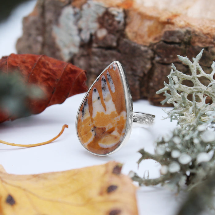 FAWN - Sterling Silver & Deer Fawn Jasper Ring - US 6